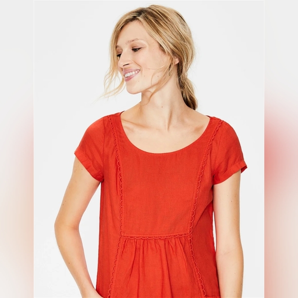 Boden Alberta Linen Dress, Red, Size US 10 - Picture 5 of 8
